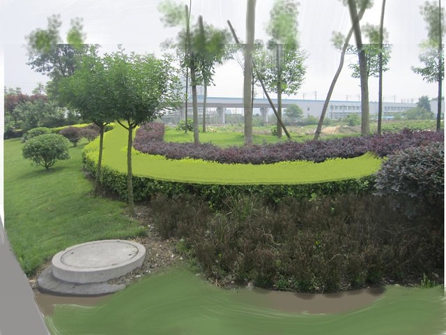 Landscaping and High Speed train tracks, Foxconn plant, Chengdu