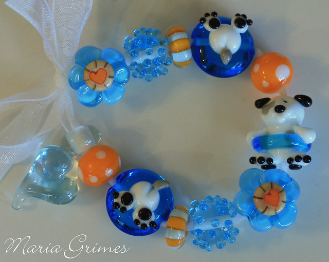 Dog Paddle Lampwork Beads