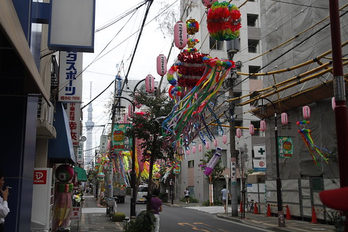 Entire street lined with Tanabata decoration