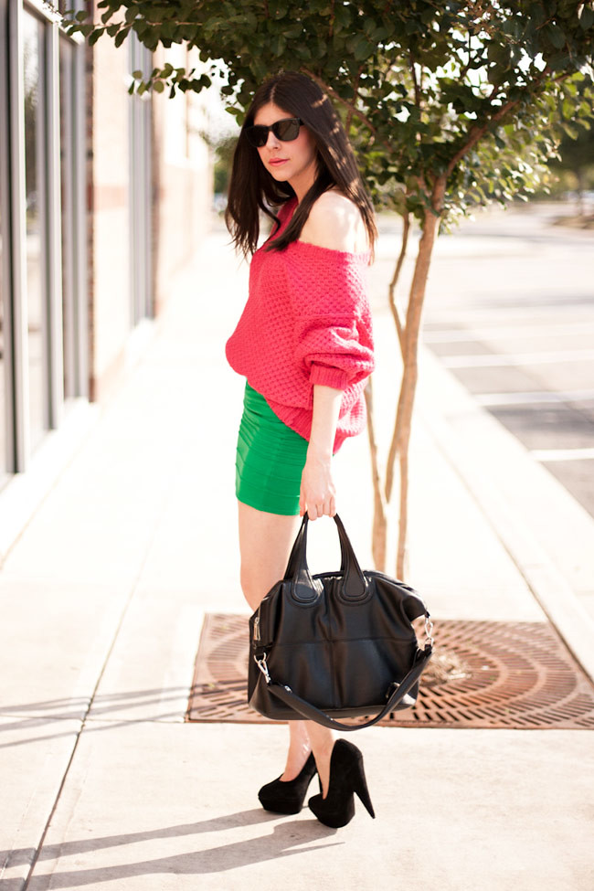 Color Block Fashion, Hot Pink Sweater, Givenchy, Asos Pumpkin Pumps