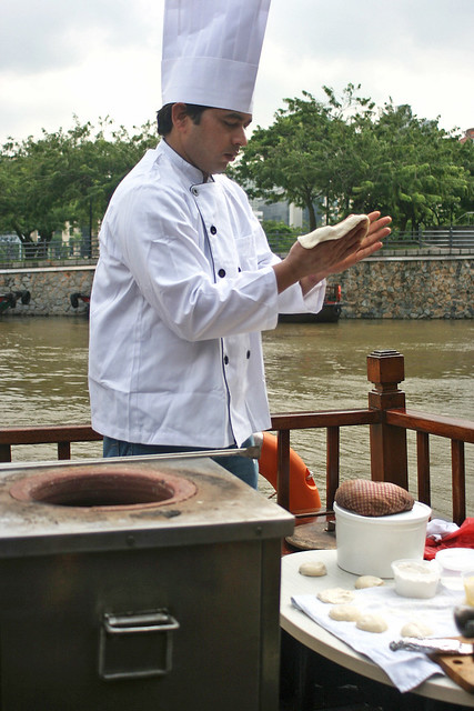 There's a chef on board the boat making naans hot on the spot!