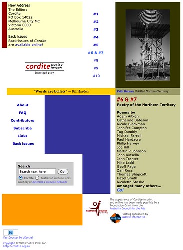Cordite Homepage 2000