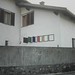 [senza titolo]; 1989. Acrilici su pannelli plastici, cm 40x200x5.<br />
Maglione, Via Borgomasino.<br />
