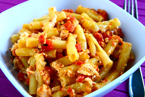 Baked Pasta with Tofu, Tomatoes, and Cheese