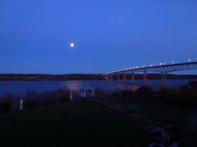 Full Spring Moon over the Hudson