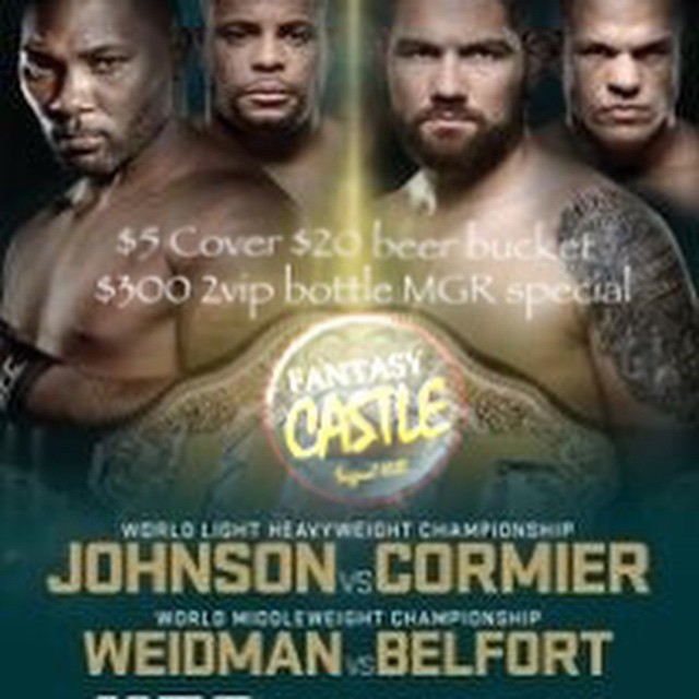 Long weekend :)land FC 2night Watch Live UFC 187 $20 BEER buckets U call it $5 DINNER $5 COVER Tonight IS THE NIGHT COUPLES IN FREE **VIP**2BOTTLE $300 MGR special CALL & RESERVE YOUR TABLE ALL your party in FREE 562-427-9657#fantasycastle #castlenights #