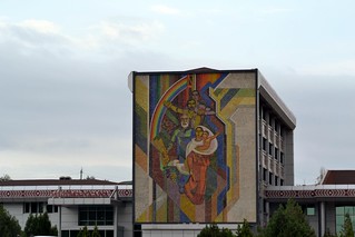 mural on apartment building in Nakhchivon City