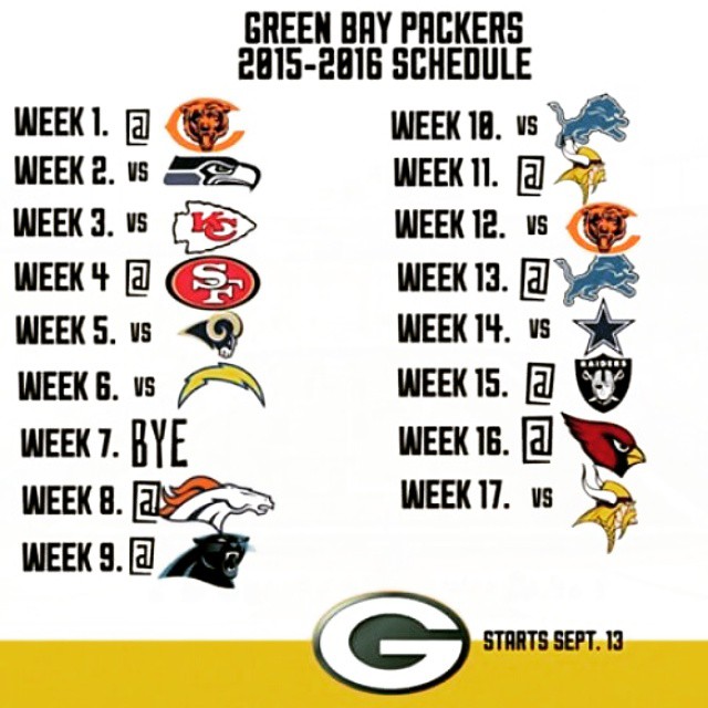 Season 2015-2016 is ready! #Schedule #Season #Packers #GoPackGo #cheesehead #PackersNation #NFL