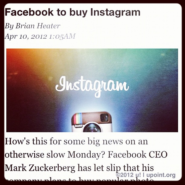 Facebook to buy Instagram ...... dislike