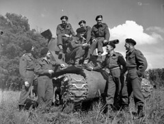 Personnel with the Sherman tank "Bomb&quo...