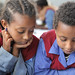 Aberash Tsegaye and her classmate read