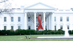 World AIDS Day - Red Ribbon on the White House Portico 33926