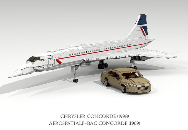 auto usa france 1969 car america plane airplane model lego render aircraft sonic aeroplane boom airline concorde sound barrier british passenger ba chrysler airways amc challenge fwd airliner lhs cad 79 lugnuts bac povray supersonic moc ldd aeronautical miniland aérospatiale anglofrench foitsop lego911 lugnutsgoeswingnuts