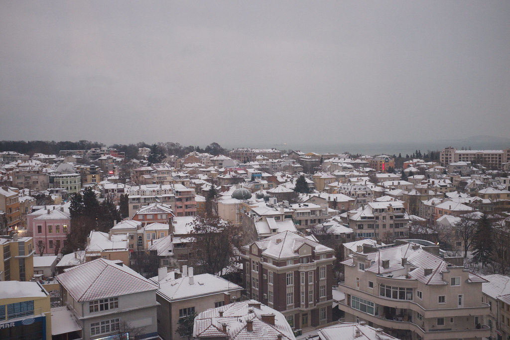 : Snowy morning in Burgas