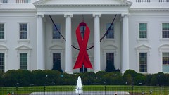 World AIDS Day - Red Ribbon on the White House Portico 33920