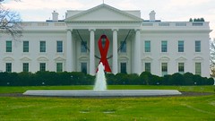 World AIDS Day - Red Ribbon on the White House Portico 33932