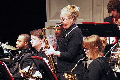 A jazz band soloist performs during a winter concert at JJC in 2010.