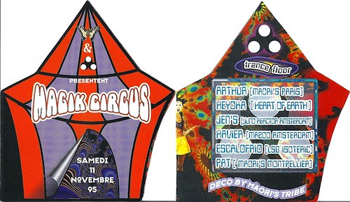 Patrice Heyoka - Flyer 11/11/1995 - Maoris & Chrysalid "Magick Circus" <a style="margin-left:10px; font-size:0.8em;" href="http://www.flickr.com/photos/110110699@N03/11328956545/" target="_blank">@flickr</a>