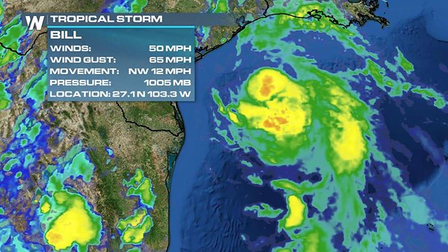 Its official: Tropical Storm #Bill is here, and Tropical Storm Warnings are in place from Baffin Bay to High Island, #Texas. #Flooding #rain will be the primary threat with this system. Stay with WeatherNation for all the latest on this storm: http://bit