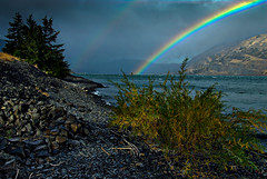 Double rainbow rises from the Columbia