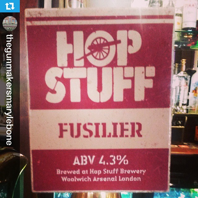 #Repost from @thegunmakersmarylebone with @repostapp  ---  @Hopstuffbrewery Fusilier back on!  Come and have a pint, also showing Maribor v Chelsea and Man City vs CSKA Moscow tonight at 19.45!  @PerfectPintUK #perfectpint #HopStuffBrewery #realale #UEFA