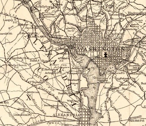 Roberts Bicycle Map Washington DC and area 1896 - detail ©  Michael Neubert