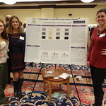 Students pose with their research poster on natural dyes.