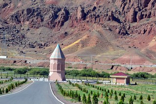 Gulustan monument with Iranian road in background