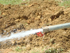 Ebusyubi primary school-water flowing during Test pumping phase
