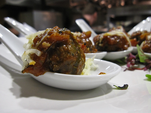 Meatball appetizers (made with veal, pork, and beef)