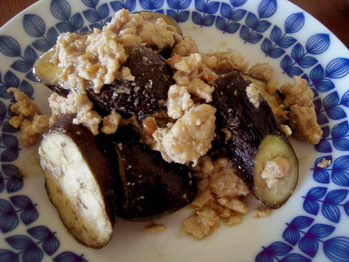 Japanese Eggplant and Chicken simmered in Miso