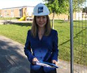 Eve Adams on the construction site of Ridgewood Park