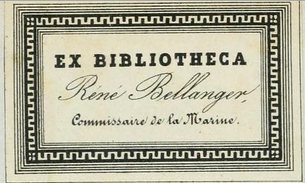 Bookplate of Rene Bellanger, Commissaire de la Marine