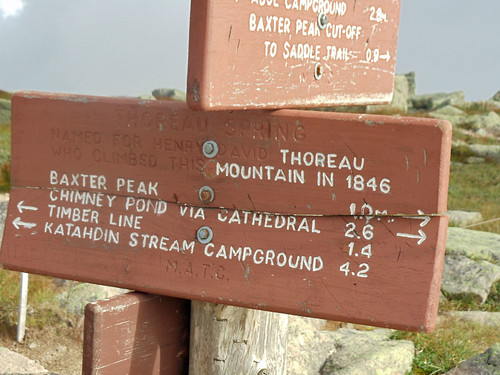 Thoreau Spring sign on Katahdin's Hunt Trail.