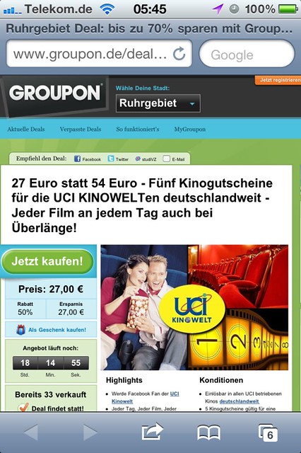 Groupon-Angebot: UCI-Kinowelt