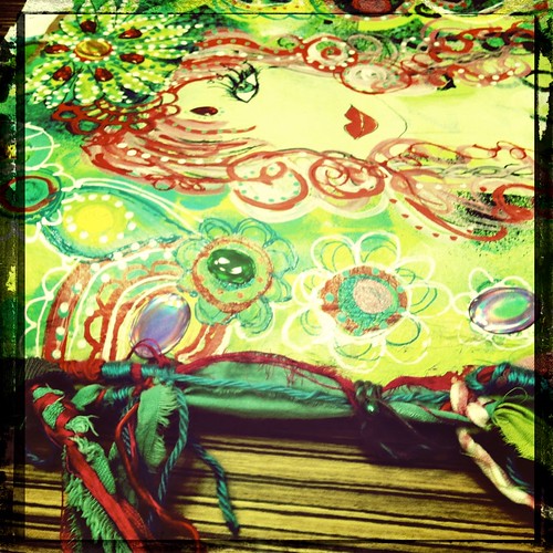 hand dyed fabric & yarn embellished binding