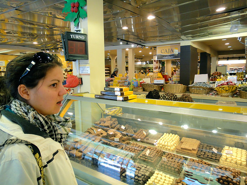 Wendy can't believe how much choclate there is at del Turista