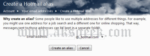 hotmail alias