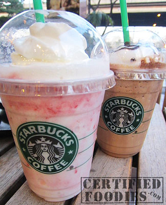 Starbucks Strawberries and Cream and Mocha Frappuccino - CertifiedFoodies.com