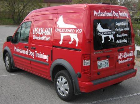 Cut vinyl lettering and logo for van graphics
