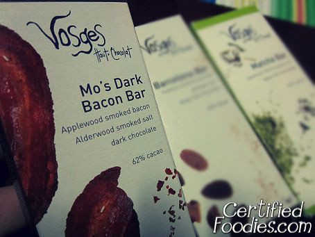 Vosges Mo's Dark Bacon Bar with Applewood smoked bacon, Alderwood smoked salt, and dark chocolate - CertifiedFoodies.com