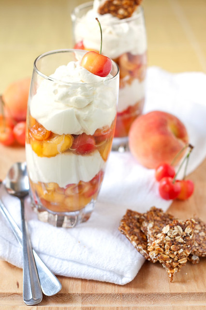 Cherry-Peach Yogurt Parfaits with Maple Granola Brittle