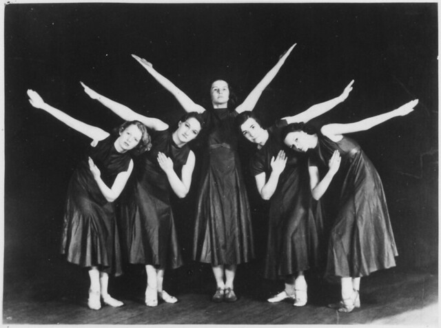 Photograph of Betty Bloomer Dancing with Four Other Young Women, 1938