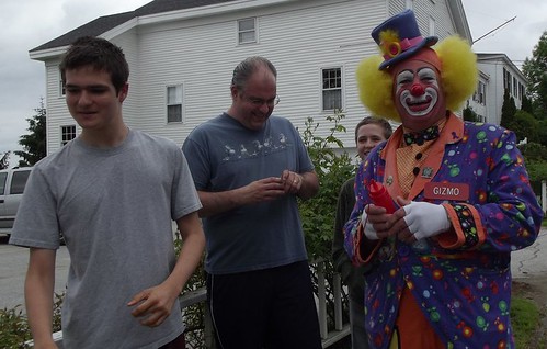Shriner's clown joking with the boys