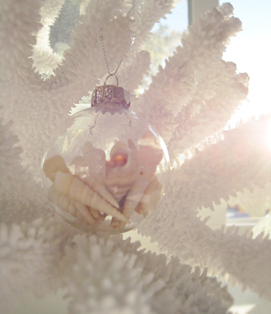 shells clear glass christmas ornament+beach ornaments+lighter