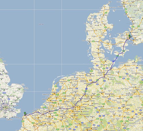 Calais to Copenhagen Route Map