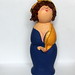 art, figurine, papermache, lady in blue / yellow, xxl