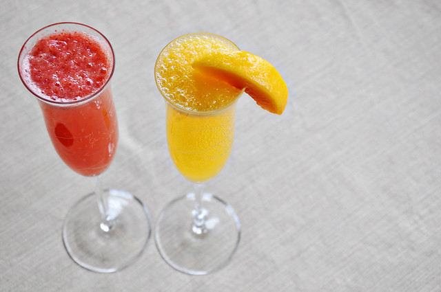 Strawberry and Peach Bellinis