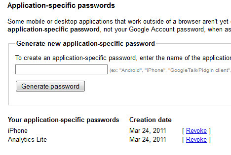 Application Specific Passwords