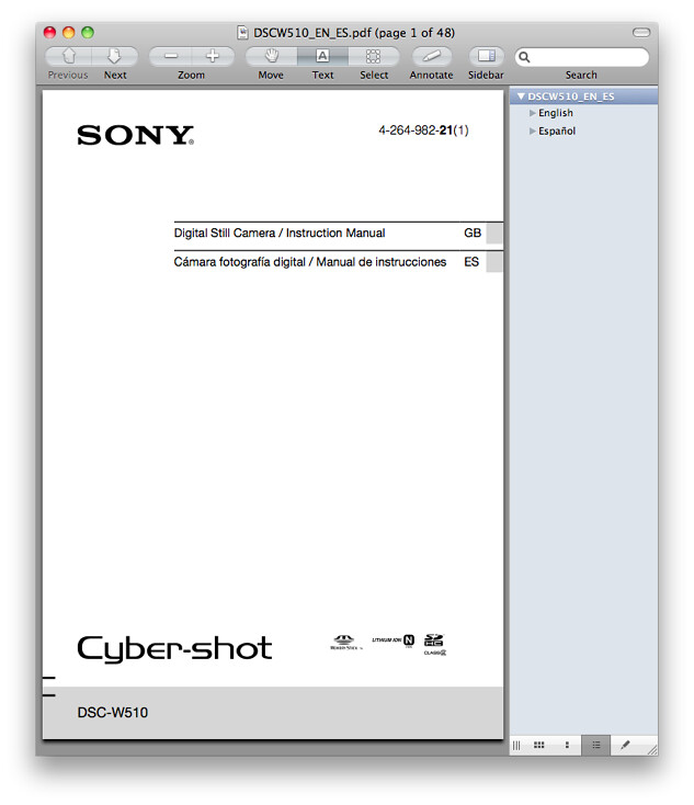 Sony W510 Manual